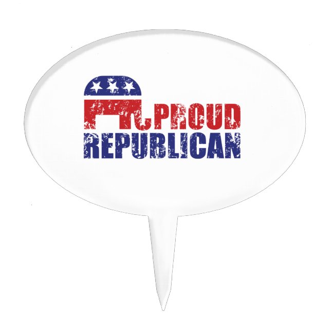 Proud Republican Elephant Distressed Cake Topper (Front)