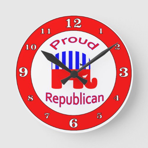Proud Republican Numbered Round Clock