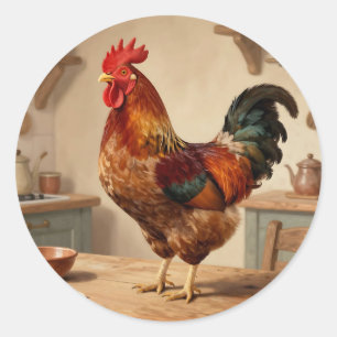 Proud Rooster Farmhouse Kitchen Classic Round Sticker