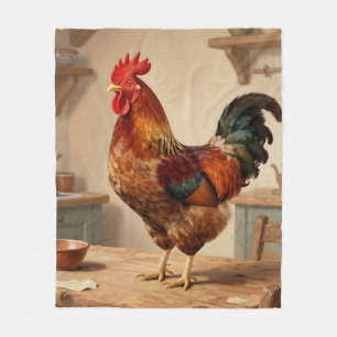 Proud Rooster Farmhouse Kitchen Fleece Blanket