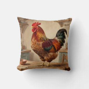 Proud Rooster Farmhouse Kitchen Throw Pillow