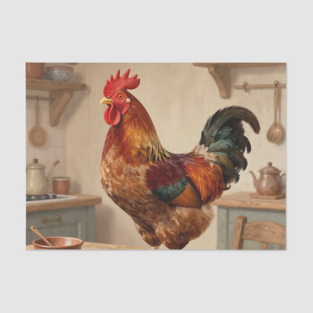 Proud Rooster Farmhouse Kitchen Tissue Paper (Front)