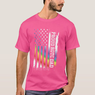 Proud Rotc Dad United States Distressed Rainbow w T-Shirt