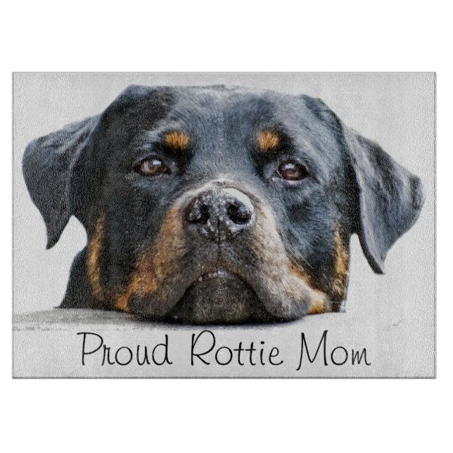 Proud Rottie Mom | Rottweiler Dog Face Cutting Board (Front)