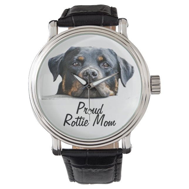 Proud Rottie Mom Rottweiler Dog Face Watch (Front)