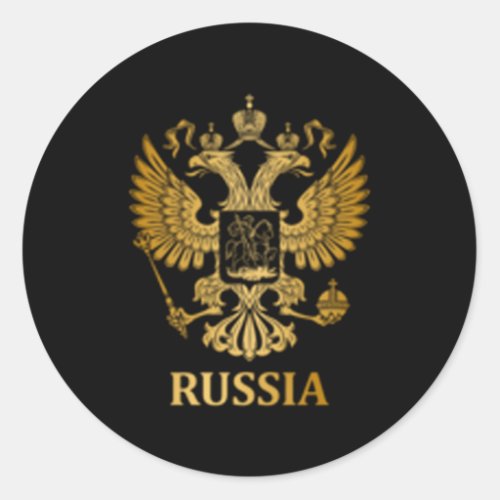 Proud Russia Arms Of Coat Russian Emblem Flag Classic Round Sticker