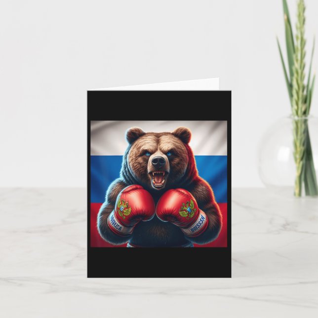 Proud Russian Bear Boxer Russia Kickboxer Boxing K Card (Front)