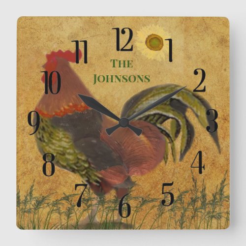 PROUD RUSTIC ROOSTER LARGE CLOCK