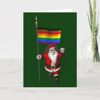 Proud Santa Claus Waves Philly Pride Flag Holiday Card