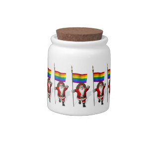 Proud Santa Claus With Rainbow Flag Candy Jar