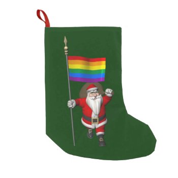 Proud Santa Claus With Rainbow Flag Small Christmas Stocking by santa_claus_usa at Zazzle