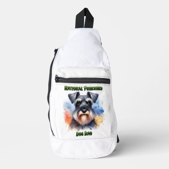 Proud Schnauzer on Purebred Dog Day Sling Bag (Front)