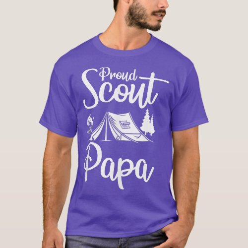 Proud Scout Papa Camping Scouting Tent Scout Dad L T_Shirt