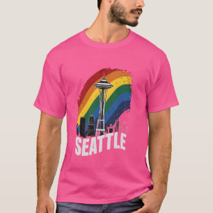 Proud Seattle Skyline Gay Pride Rainbow LGBTQ Supp T-Shirt