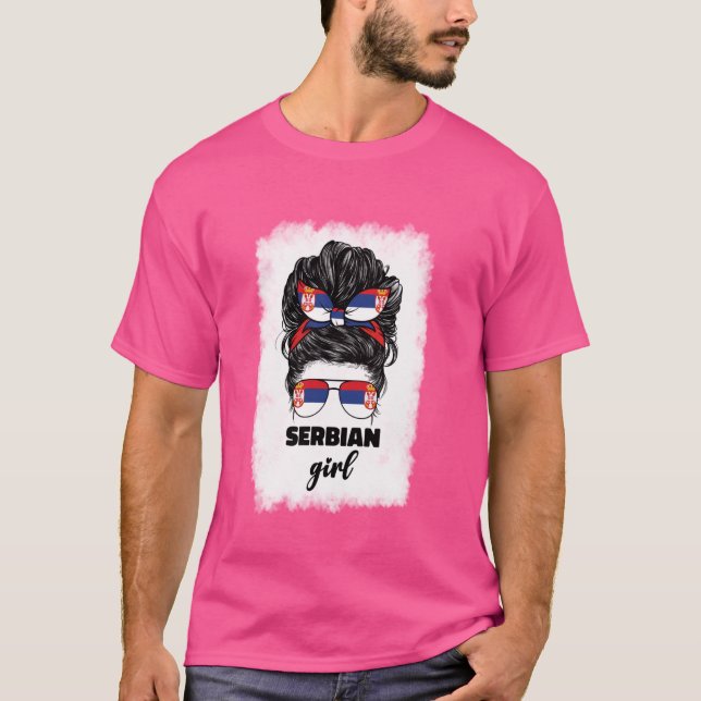 Proud Serbian Girl For Women Serb Srbija Serbia Fl T-Shirt (Front)