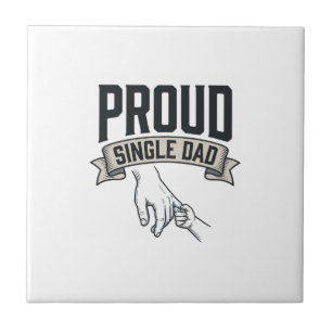 Proud Single Dad Vintage Engraving Shirt Design_1 Ceramic Tile