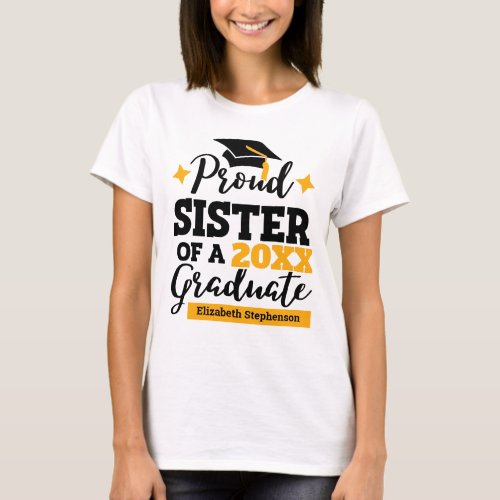 Proud Sister of a 2022 graduate black gold cap T_Shirt