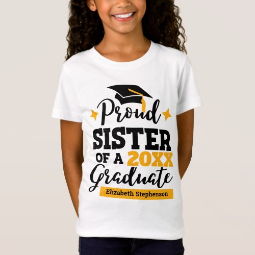 Proud Sister of a 2022 graduate black gold cap T_Shirt