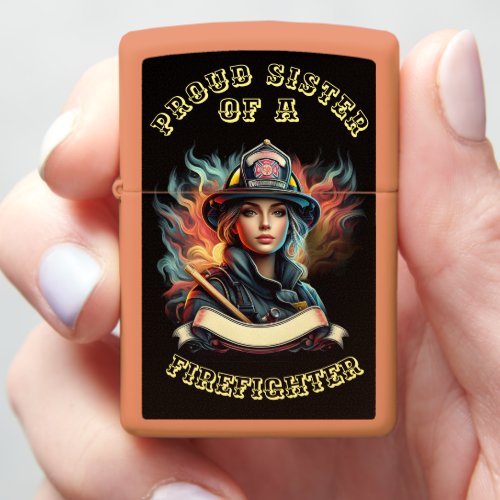 Proud Sister Of A FireFighter determination Zippo Lighter