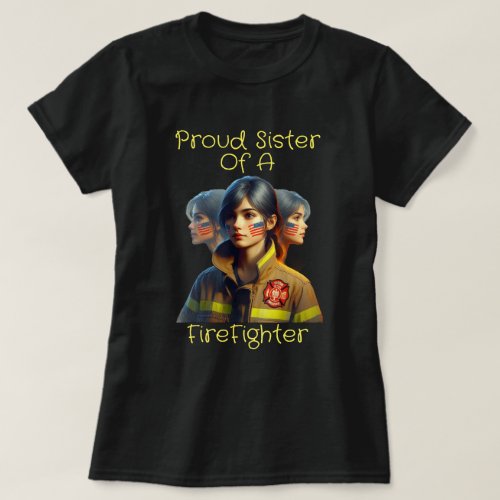 Proud Sister Of A FireFighter Determined Look T_Shirt