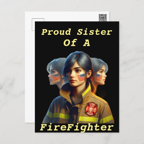 Proud Sister Of A FireFighter Determined Look W Postcard
