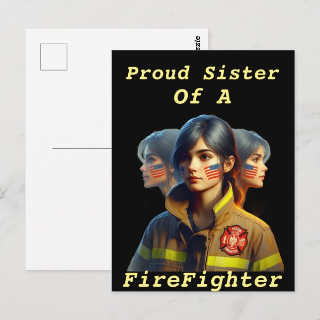 Proud Sister Of A FireFighter Determined Look W Postcard (Front/Back)