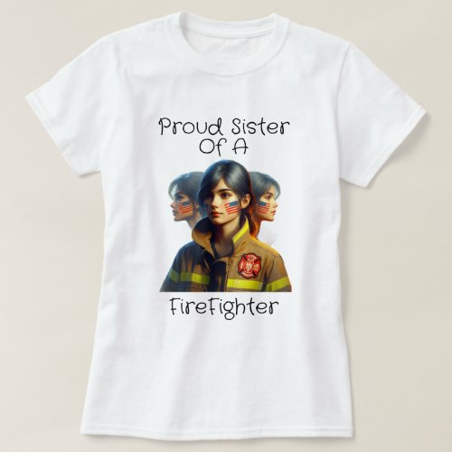 Proud Sister Of A FireFighter Determined Look W T_Shirt