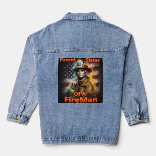 Proud Sister Of A FireFighter Hero Denim Jacket