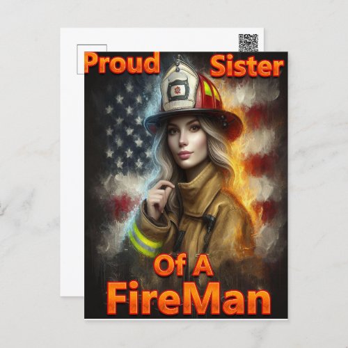 Proud Sister Of A FireFighter Hero Postcard