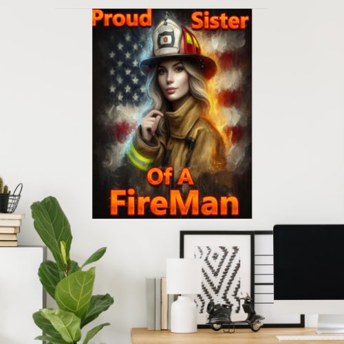 Proud Sister Of A FireFighter Hero Poster