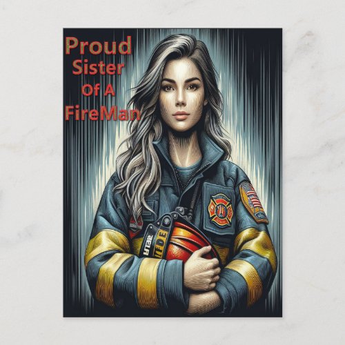 Proud Sister Of A FireFighter Robotics Postcard