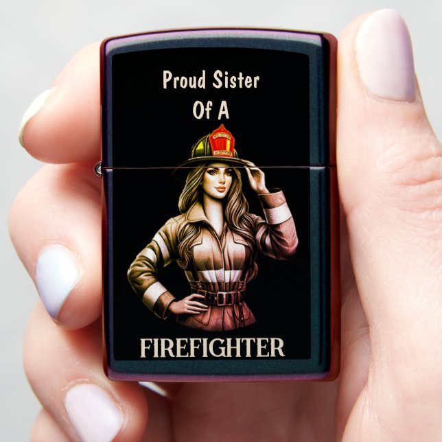 Proud Sister Of A FireFighter robotics Zippo Lighter (In Hand)