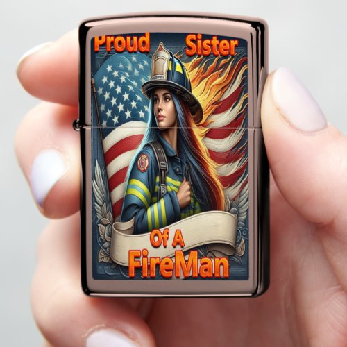Proud Sister Of A Firefighter unsureness Zippo Lighter