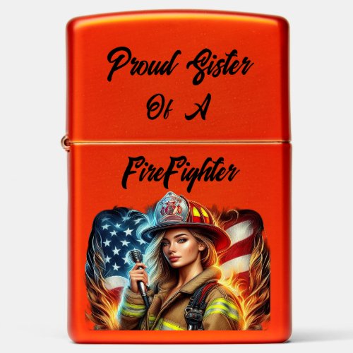 Proud Sister Of A FireFighter Zippo Lighter