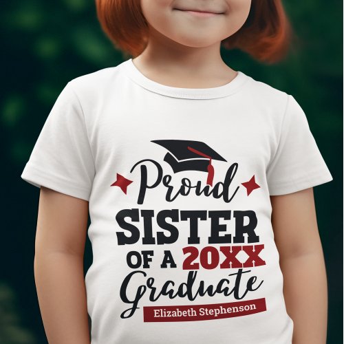 Proud Sister of a graduate black red cap  T_Shirt
