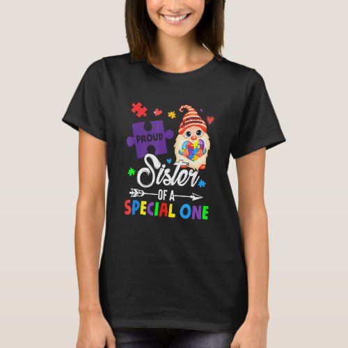 Proud Sister Of A Special One Puzzle Gnome Autism  T-Shirt