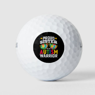 Proud Sister Of An Autism Warrior Family Golf Balls