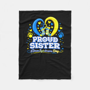 Proud sister world down syndrome awareness day fleece blanket