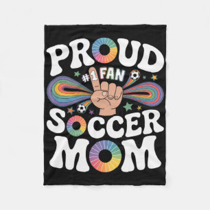 Proud Soccer Mom Cheerful Fan Support For Moms Fleece Blanket