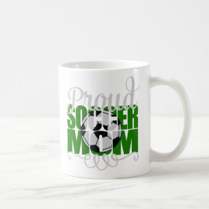 Proud Soccer Mom in Green Coffee Mug