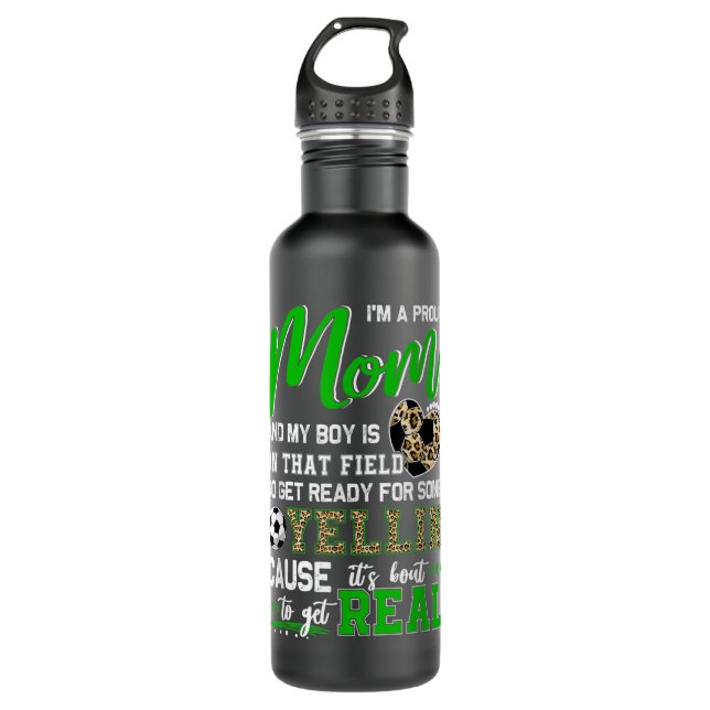Proud Soccer Mom Soccer Family Matching Stainless Steel Water Bottle (Front)