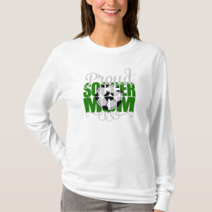 Proud Soccer Mom with Green letters T-Shirt
