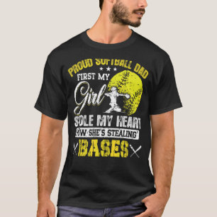 Proud Softball Dad Girl Stole My Heart Softball Da T-Shirt