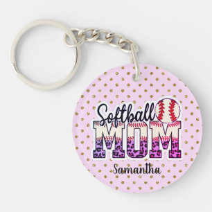 Proud Softball Mom Life Keychain