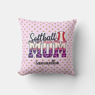 Proud Softball Mom Life Throw Pillow