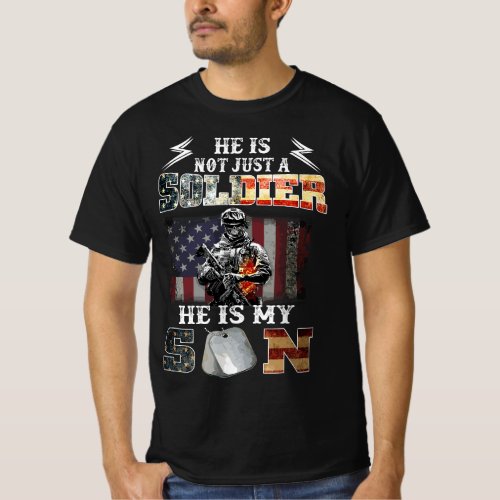 Proud Soldier Army Parents Mom Dad He Is My Son Fl T_Shirt
