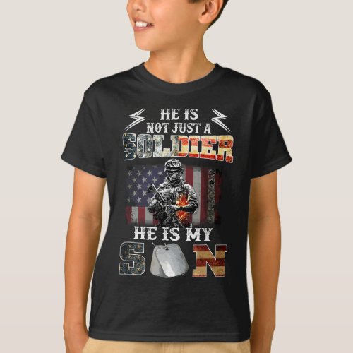 Proud Soldier Army Parents Mom Dad He Is My Son Fl T_Shirt