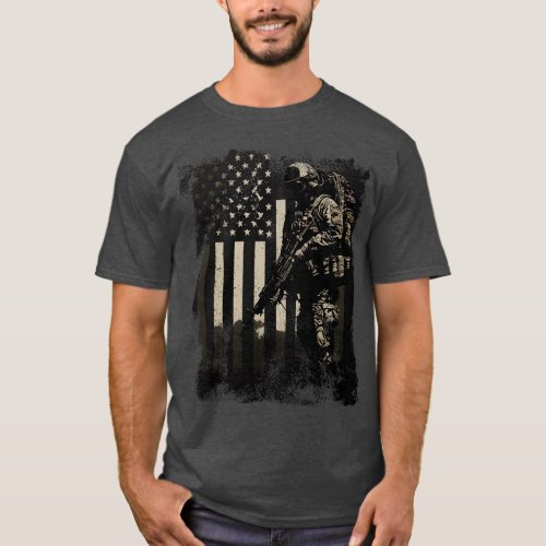Proud Soldier Stars and Stripes US Flag Veteran T_Shirt
