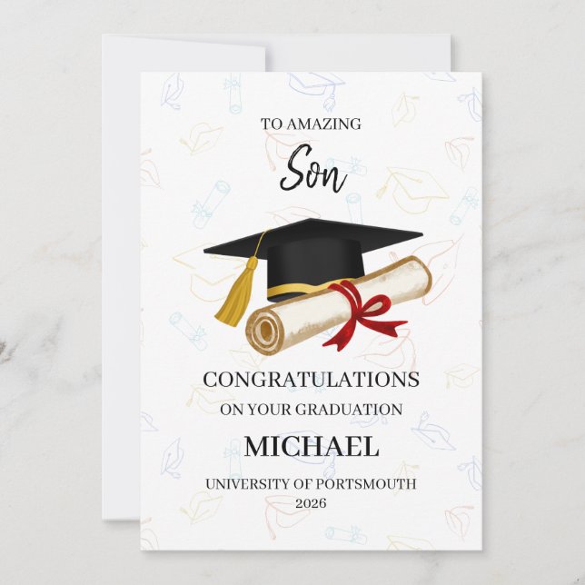 Proud Son Graduation Personalized Card (Front)