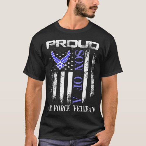 Proud Son Of A Air Force Veteran With American Fla T_Shirt
